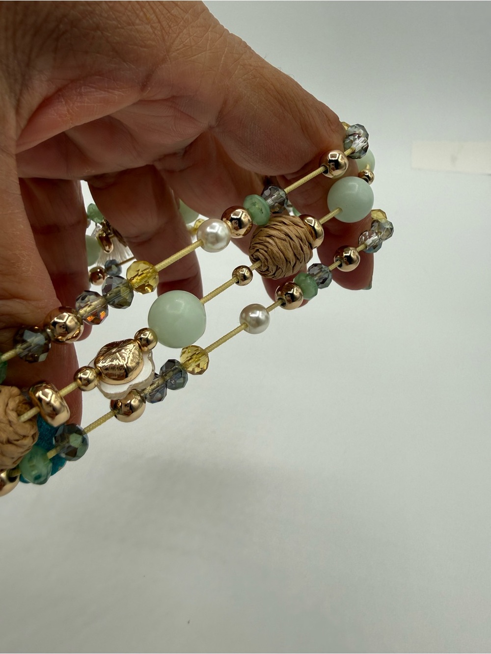 Lonna & Lilly Multi-Strand Beaded Bracelet Set Gold Tone Mint Green Pearl Tassel - Picture 16 of 17